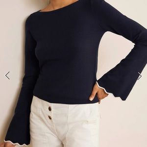 Boden Cawdor Scallop Sleeve Boatneck Sweater Sz 10